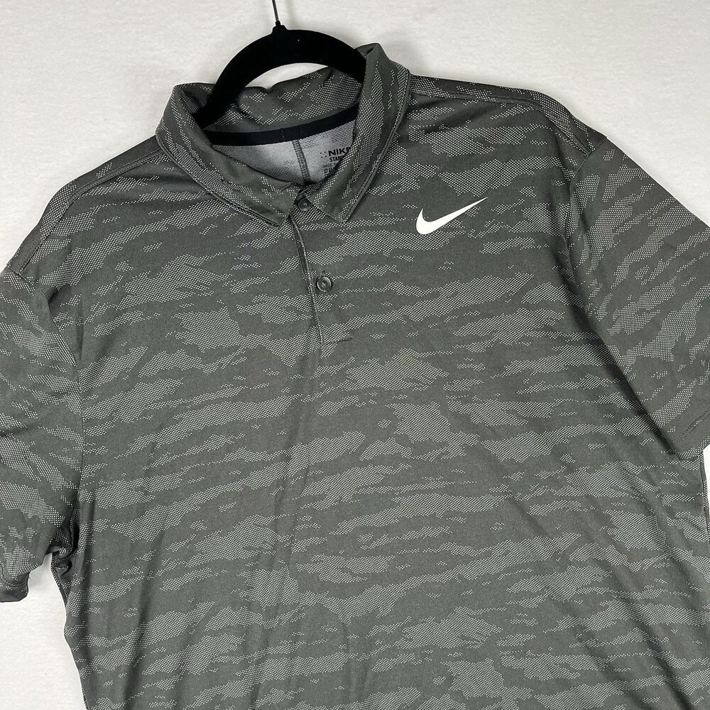 Nike Golf Mens L Gray Camo Dri-FIT Short Sleeve Polo Shirt Crofton Country Club